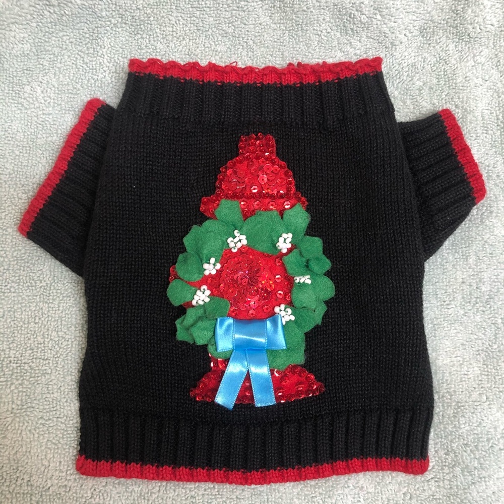 🐾 Vtg Michael Simon Dog Sweater XS/S Holiday Wreath *RARE*